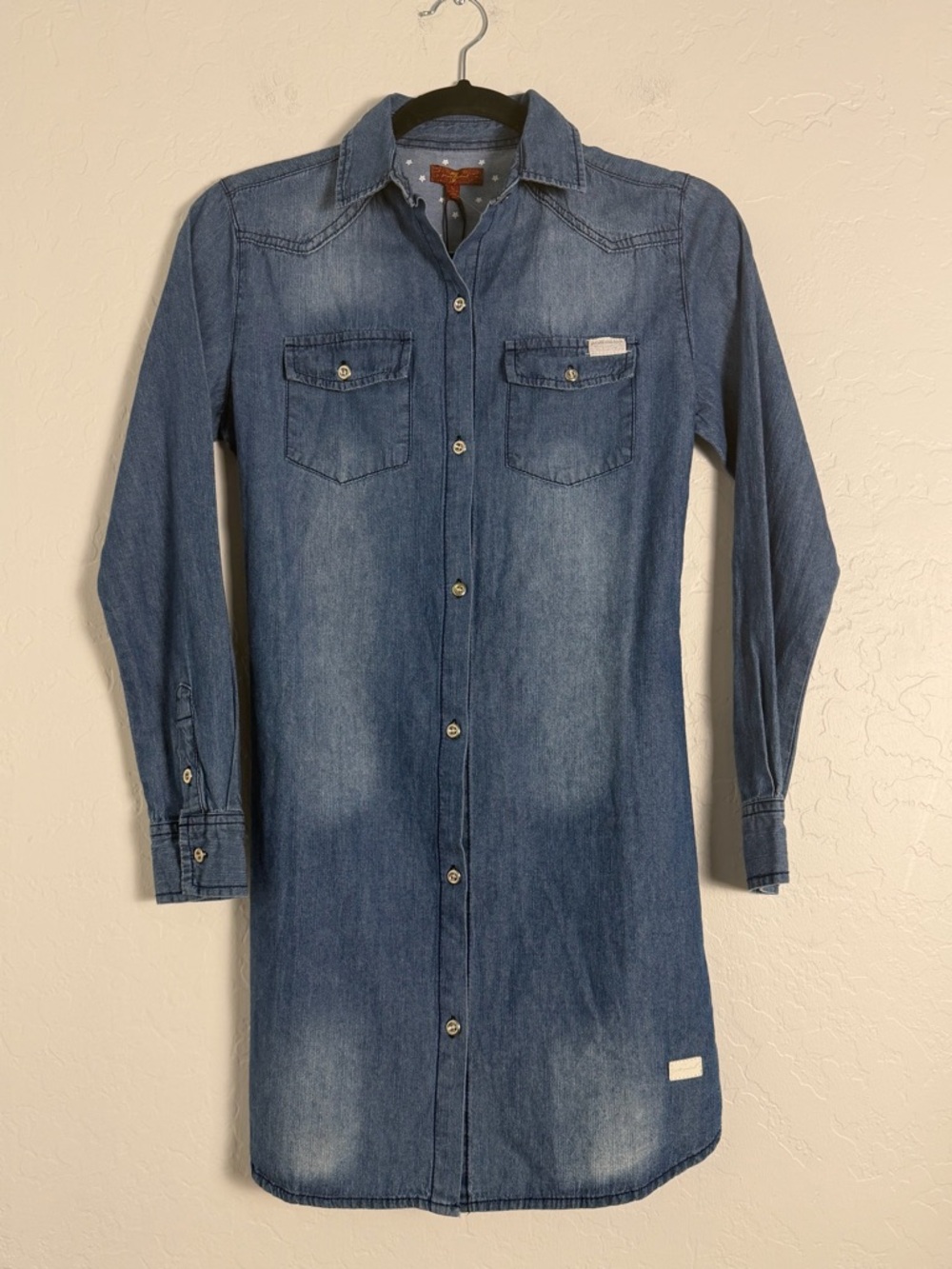 7 For All Mankind Girls Large Chambray Shirt Dress Western Style